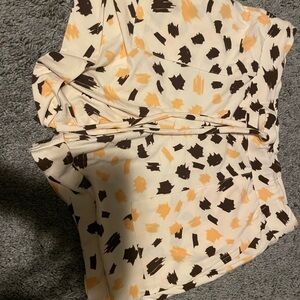 LuLaRoe Cream and Brown Patterned Shorts